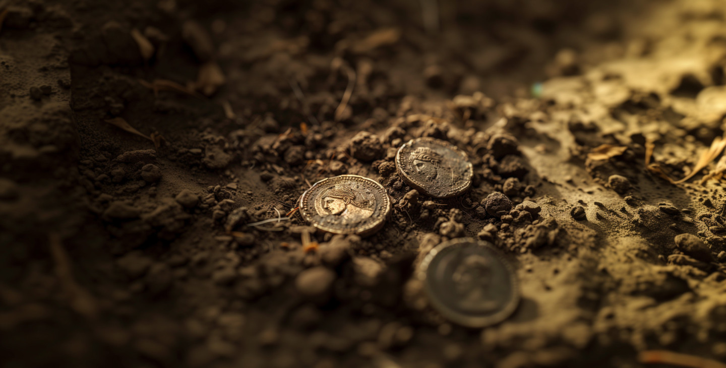 futureloop_close_up_of_a_couple_old_roman_coins_on_in_excavatio_5871c03b-03e4-483c-b543-0cedca3e37ba